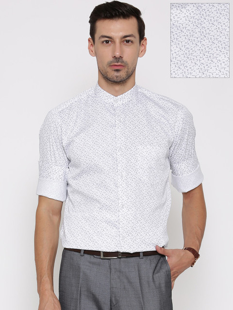 

Hancock Men White Printed Formal Shirt