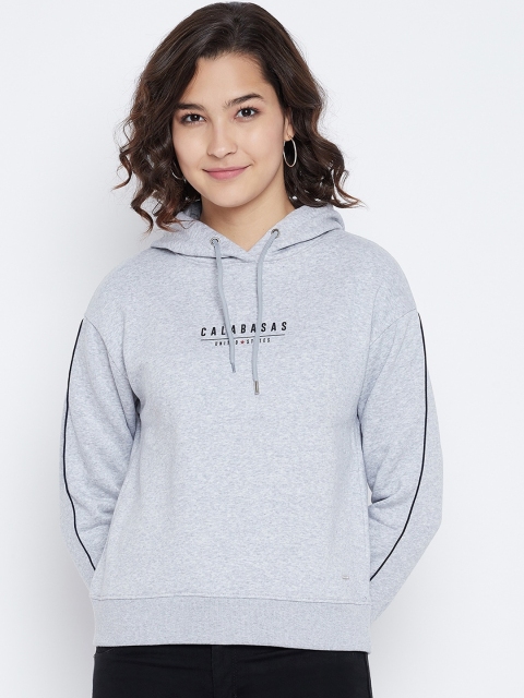

Octave Women Grey Melange Hooded Sweatshirt
