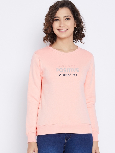 

Octave Women Peach-Coloured Typography Printed Sweatshirt