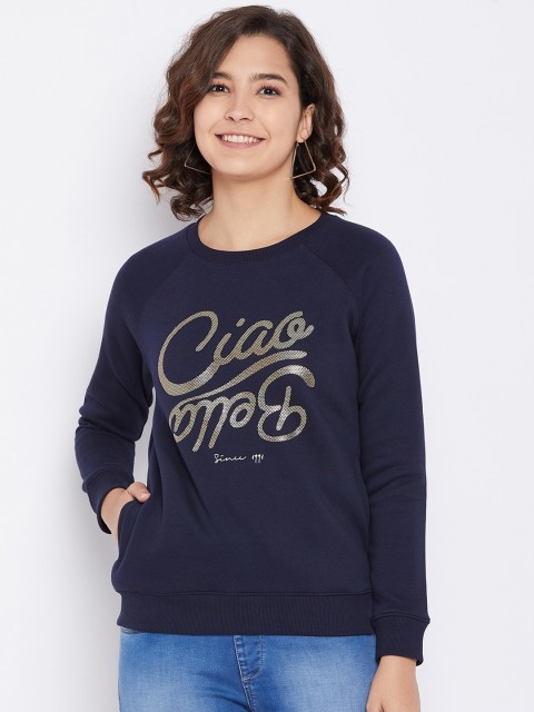 

Octave Women Navy Blue Printed Sweatshirt