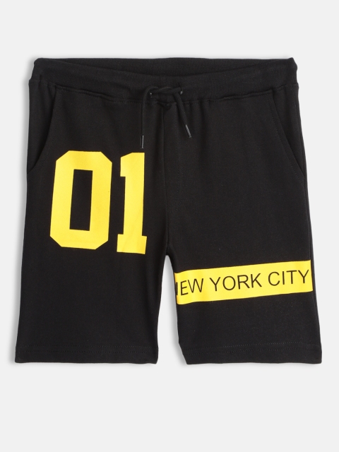 

HERE&NOW Boys Black Typography Printed Pure Cotton Shorts