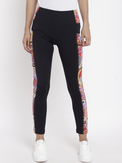 

Chkokko Women Black & Orange Gym Tights
