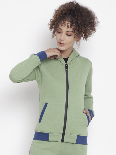 

Chkokko Women Sea Green Fleece Bomber Jacket