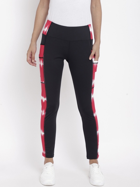 

Chkokko Women Black & Red Solid Gym Tights