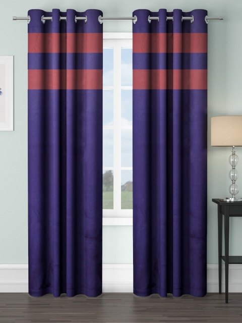

VRINDA Set Of 2 Blue & Pink Black Out Door Curtain