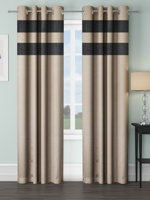 

VRINDA Set Of 2 Beige & Black Out Door Curtain