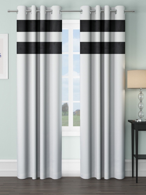 

VRINDA Set Of 2 Grey & Black Black Out Door Curtain