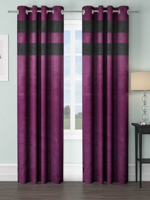 

VRINDA Set Of 2 Burgundy Black Out Door Curtain