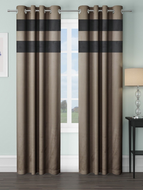 

VRINDA Set Of 2 Beige Black Out Door Curtain