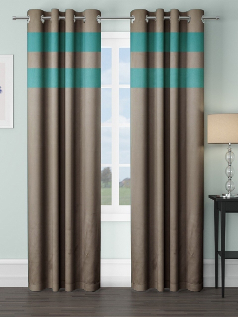 

VRINDA Set Of 2 Beige Black Out Door Curtain