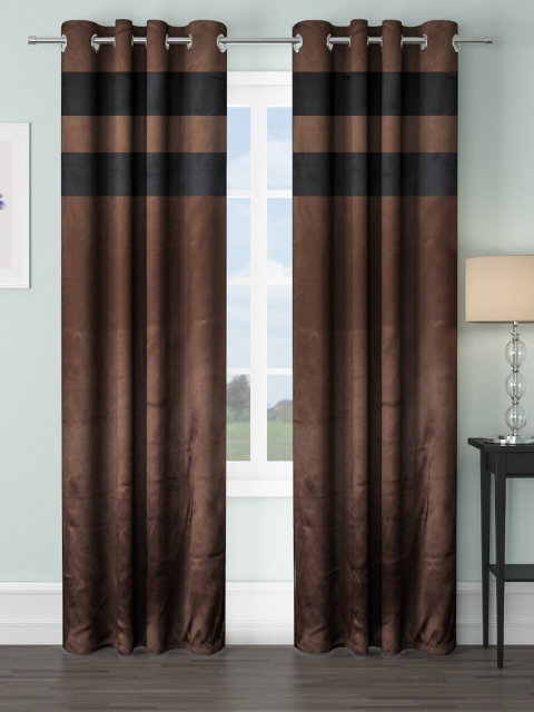 

VRINDA Set Of 2 Coffee Brown Black Out Door Curtain