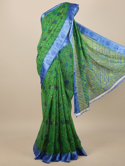 

Pothys Green & Blue Floral Printed Saree