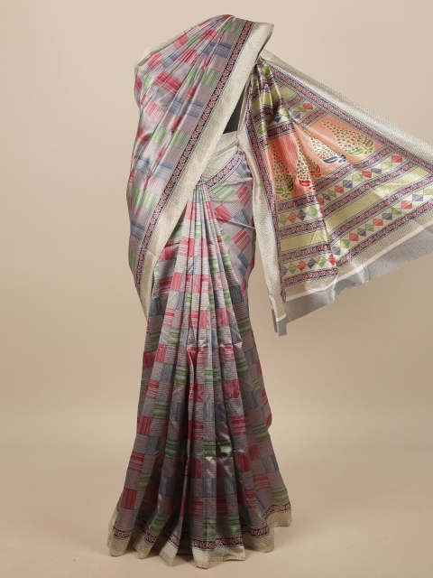 

Pothys Grey & Pink Printed Saree