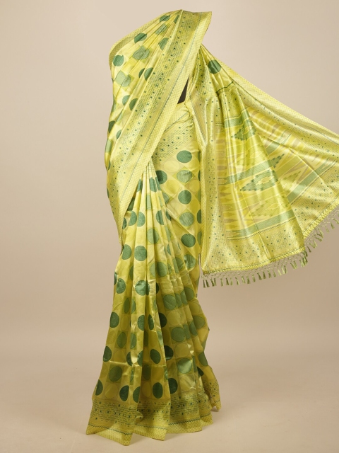 

Pothys Green Polka Dots Printed Saree