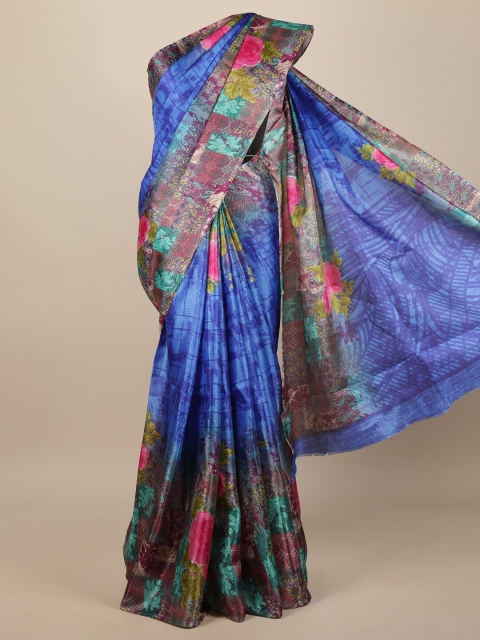 

Pothys Blue & Brown Floral Printed Saree