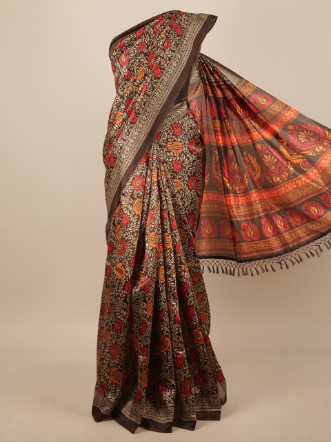 

Pothys Brown & Red Floral Printed Saree