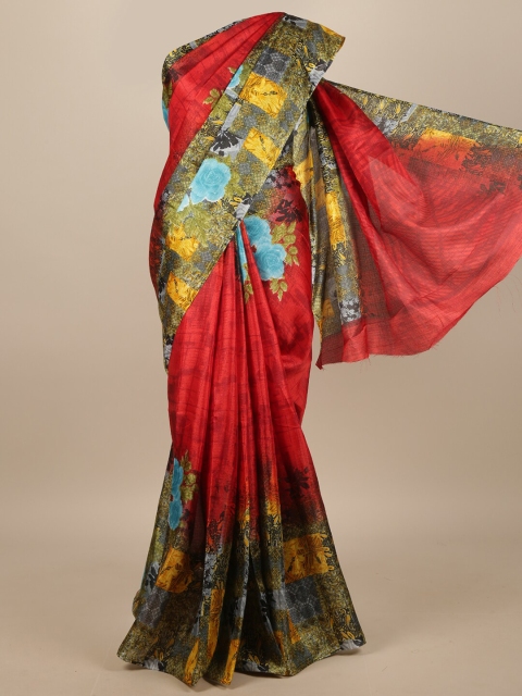 

Pothys Red & Yellow Floral Printed Saree