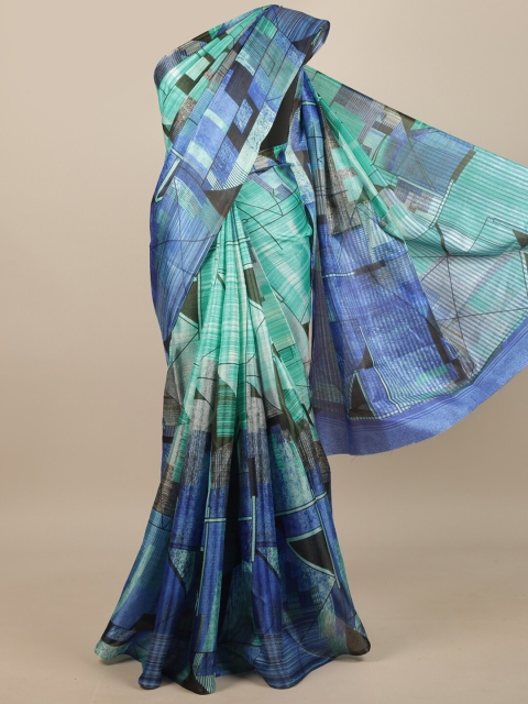 

Pothys Green & Blue Geometric Printed Saree