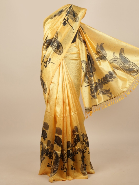 

Pothys Yellow & Black Ethnic Motifs Printed Saree