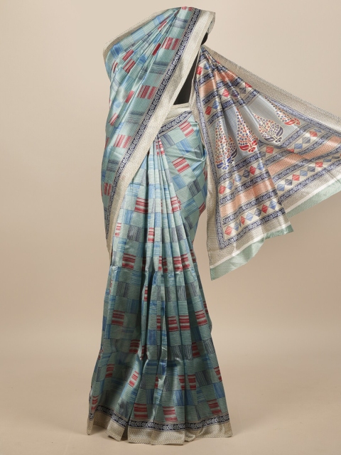 

Pothys Blue & Grey Printed Saree