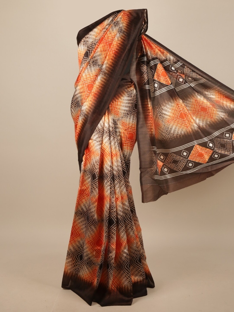 

Pothys Brown & Orange Printed Saree