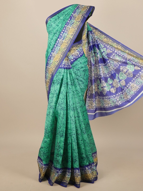 

Pothys Green & Blue Abstract Printed Saree