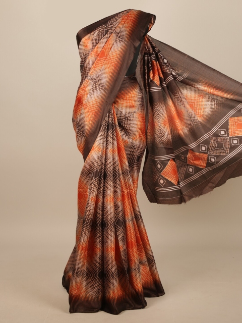 

Pothys Brown & Orange Printed Saree