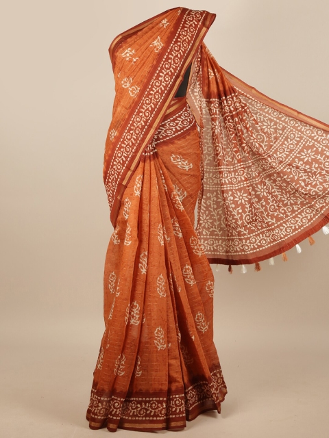 

Pothys Rust & White Floral Printed Saree