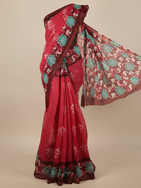 

Pothys Pink & White Floral Printed Saree