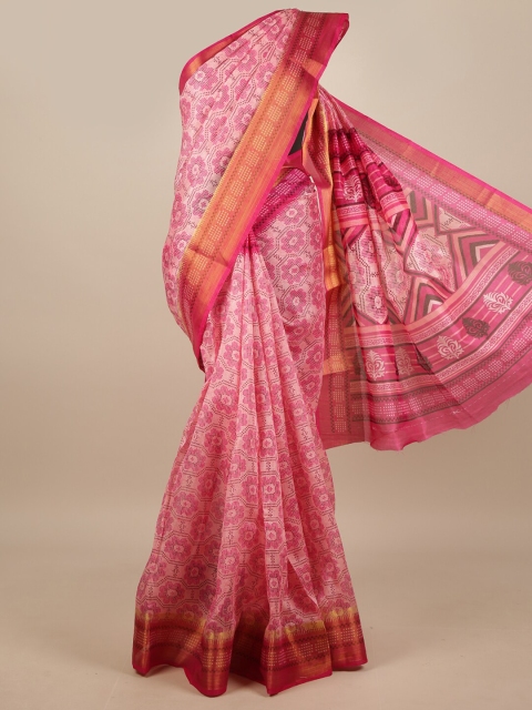 

Pothys Pink & Red Floral Printed Saree