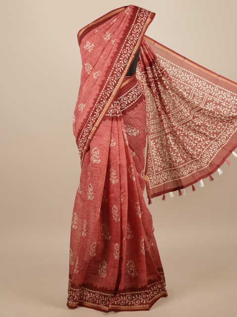 

Pothys Pink & Cream-Coloured Floral Printed Saree
