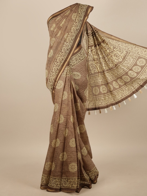 

Pothys Brown & Cream-Coloured Ethnic Motifs Printed Saree