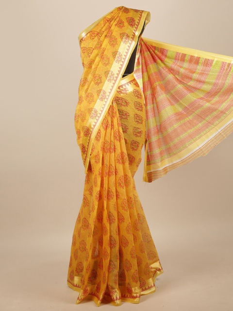

Pothys Yellow & Red Floral Printed Saree