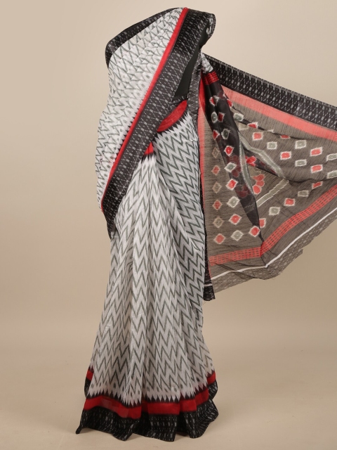 

Pothys White & Black Geometric Printed Saree