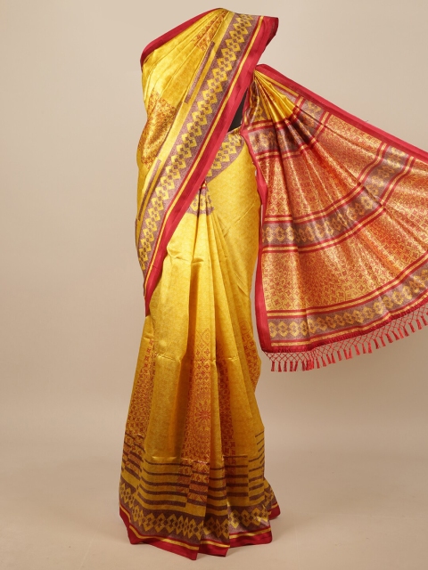 

Pothys Yellow & Red Ethnic Motifs Printed Saree