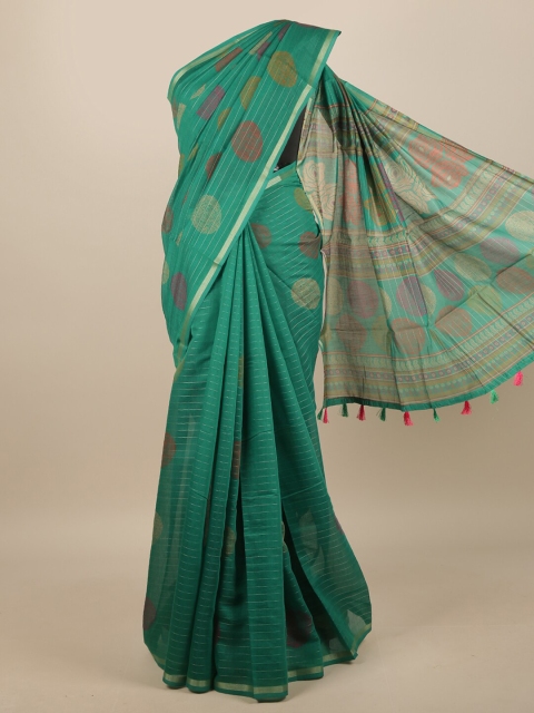 

Pothys Green & Red Polka Dots Printed Saree