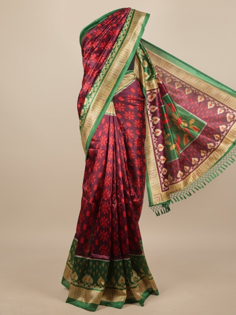 

Pothys Purple & Green Floral Printed Saree
