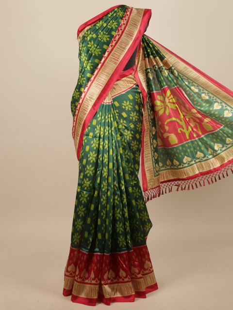 

Pothys Green & Pink Floral Printed Saree