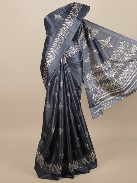 

Pothys Grey & Cream-Coloured Geometric Printed Saree