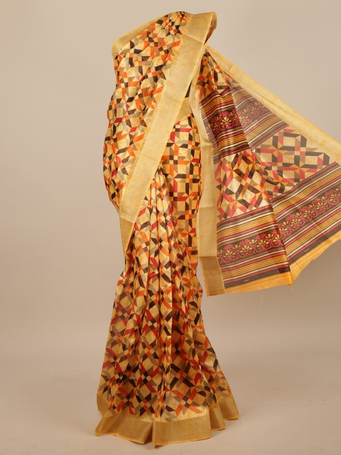

Pothys Multicoloured Geometric Printed Zari Saree, Multi