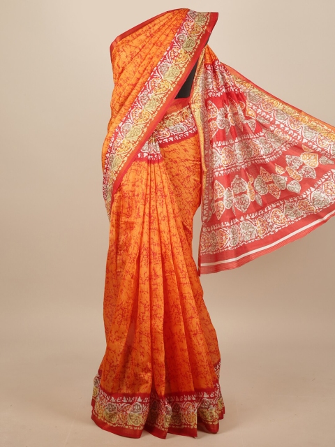 

Pothys Orange & Red Abstract Printed Saree