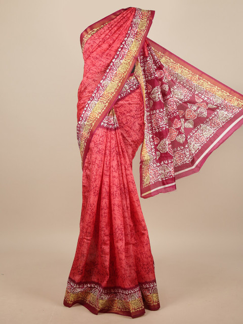 

Pothys Pink & Maroon Abstract Printed Saree