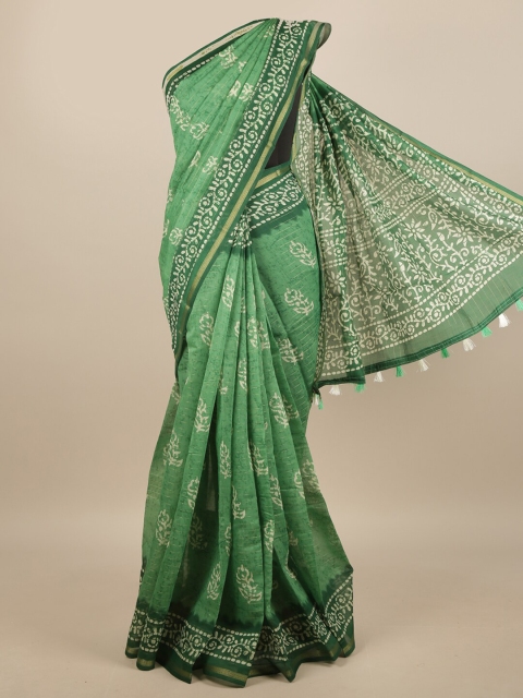 

Pothys Green & White Floral Printed Saree