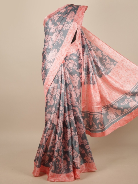 

Pothys Grey & Peach-Coloured Floral Printed Saree