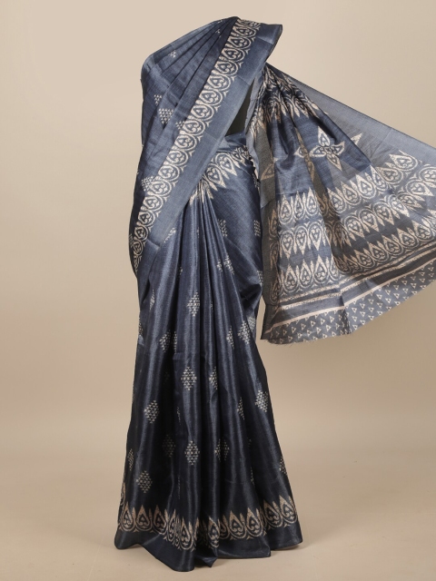 

Pothys Blue & White Geometric Printed Saree