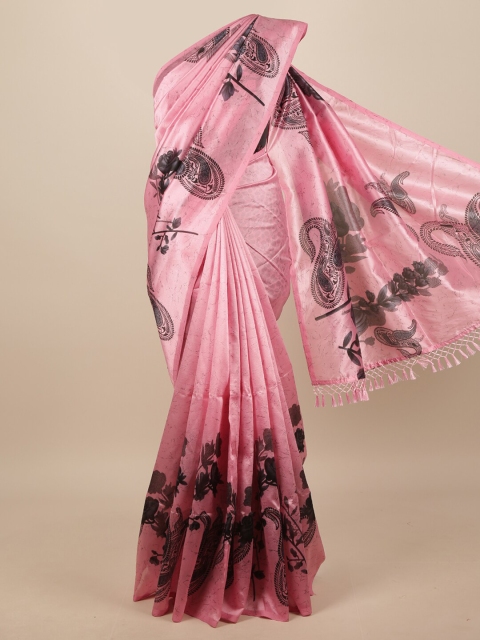 

Pothys Pink & Black Paisley Printed Saree