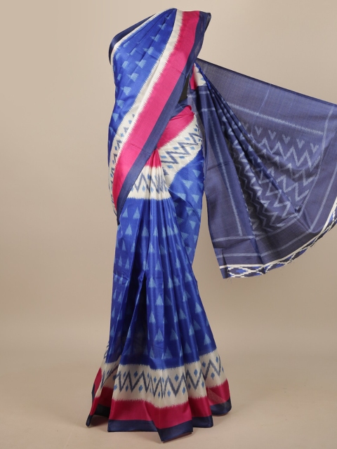 

Pothys Blue & Pink Geometric Printed Saree