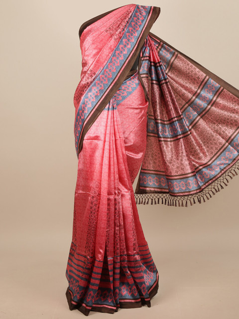 

Pothys Pink & Blue Floral Saree