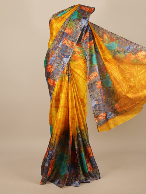 

Pothys Yellow & Blue Floral Saree