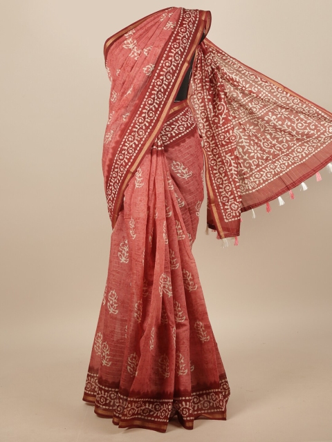 

Pothys Pink & Maroon Floral Saree